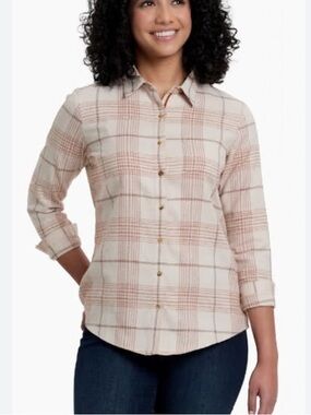 Kuhl Kamila Flannel Plaid Button Up Shirt Sz Large